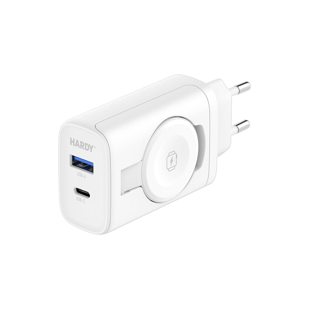 Hálózati töltő 3MK Hardy 2in1, 33W, 3A, 1 x USB-A - 1 x USB-C, Fehér