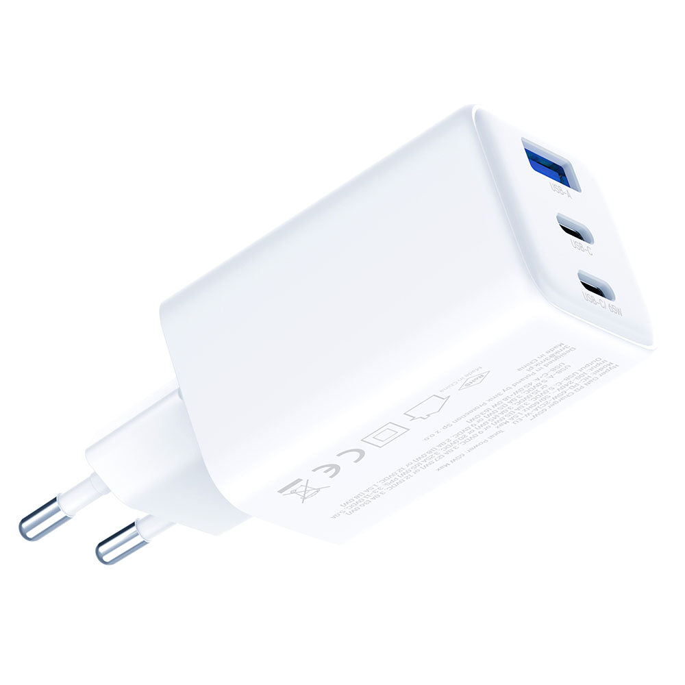 Hálózati töltő 3MK Hyper, 65W, 3.25A, 1 x USB-A - 2 x USB-C, Fehér