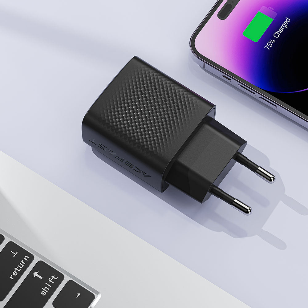 Acefast A104 hálózati töltő, 25W, 3A, 1 x USB-C, Fekete