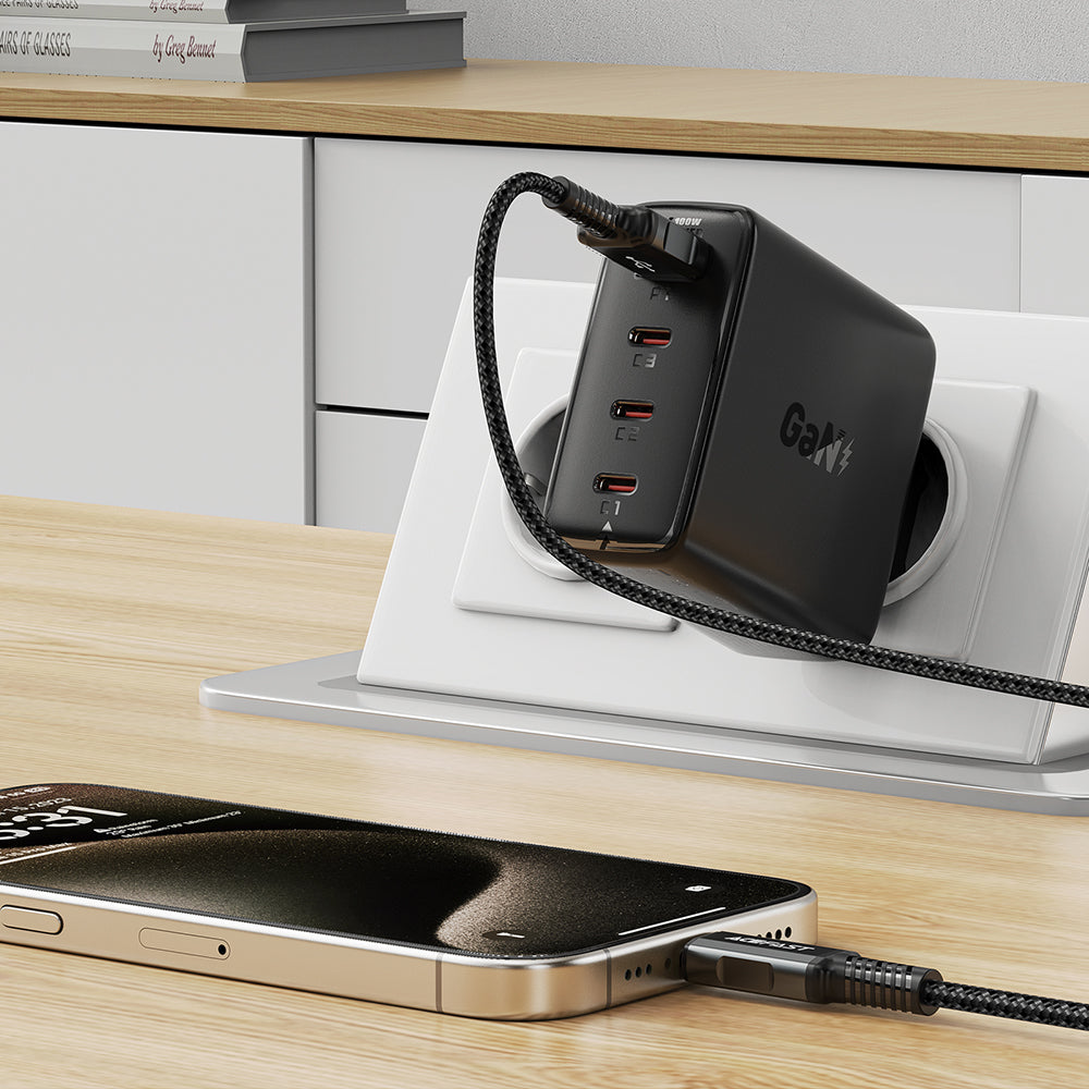 Acefast A94 hálózati töltő, 100W, 5A, 1 x USB-A - 3 x USB-C, Fekete