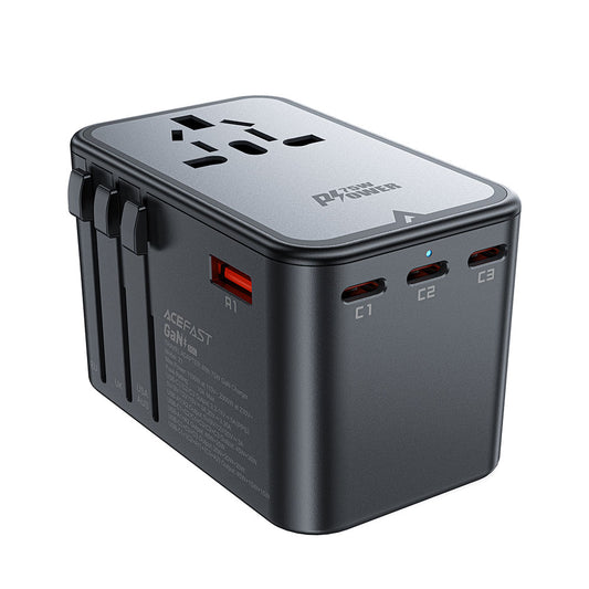 Acefast Travel Z1 hálózati töltő, 75W, 3.35A, 2 x USB-A - 3 x USB-C, Fekete