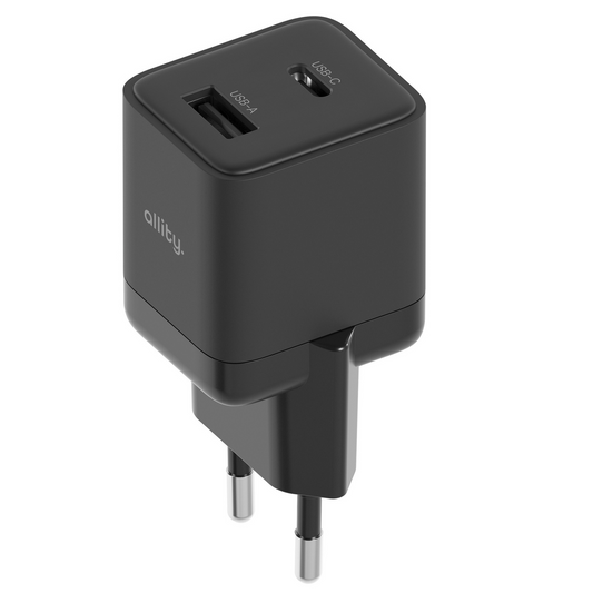 Allity Hálózati Töltő. ATC-01-30WAC Mini, 30W, 3A, 1 x USB-A - 1 x USB-C, Fekete