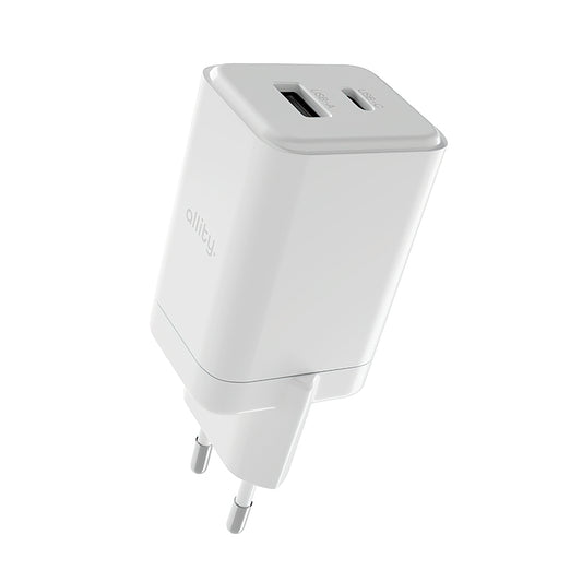 Allity Hálózati Töltő. ATC-01-45WCC Fast, 45W, 3A, 1 x USB-A - 1 x USB-C, Fehér
