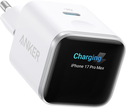 Anker Nano Display hálózati töltő, 45W, 3A, 1 x USB-C, Fehér A121DG21