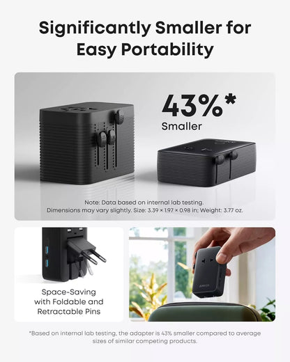 Anker Nano Travel hálózati töltő, 20W, 3A, 2 x USB-A - 2 x USB-C, Fekete A9215H11