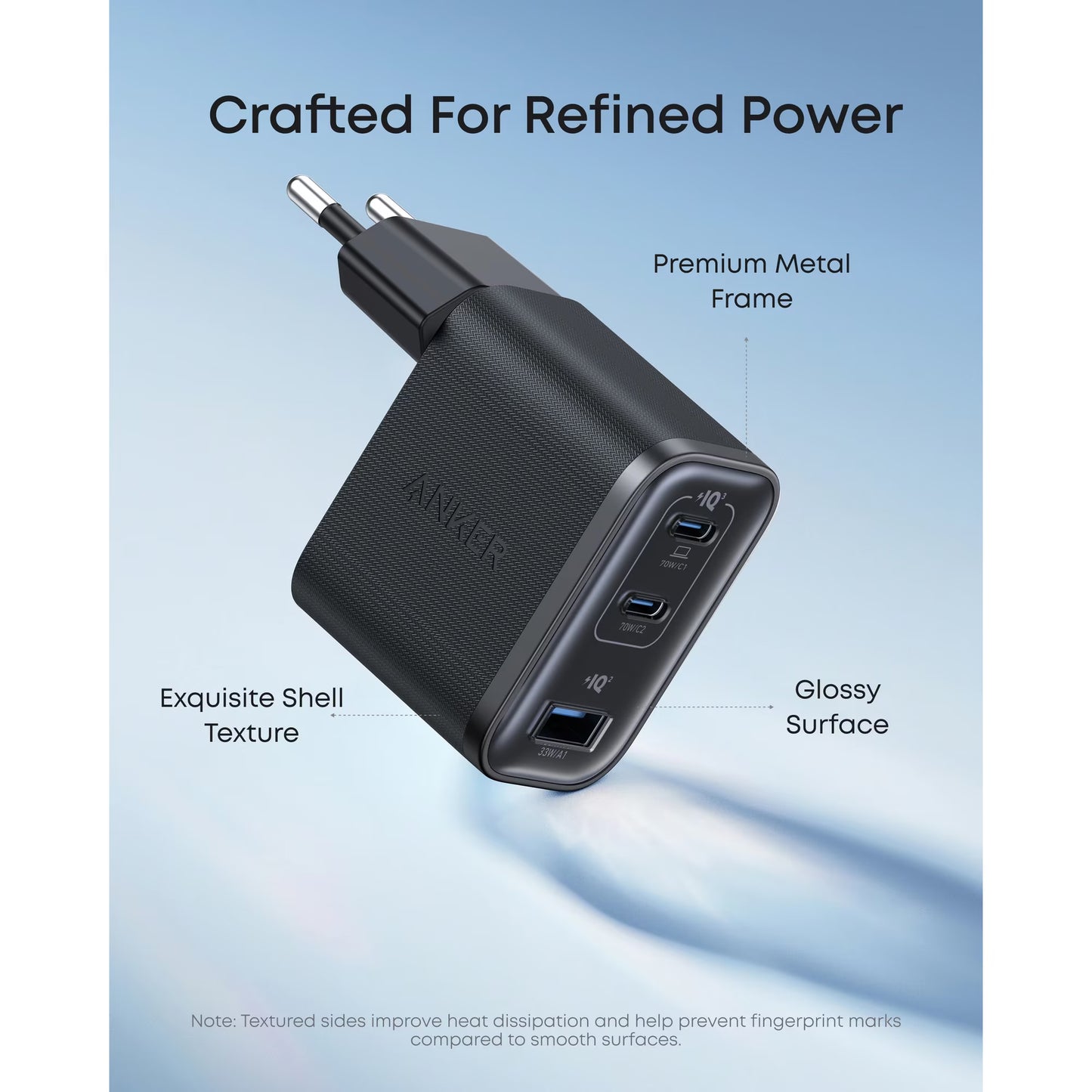 Anker Nano hálózati töltő, 70W, 3.5A, 1 x USB-A - 2 x USB-C, Fekete A121AL11