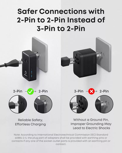 Anker Nano Travel hálózati töltő, 20W, 3A, 2 x USB-A - 2 x USB-C, Fekete A9215H11