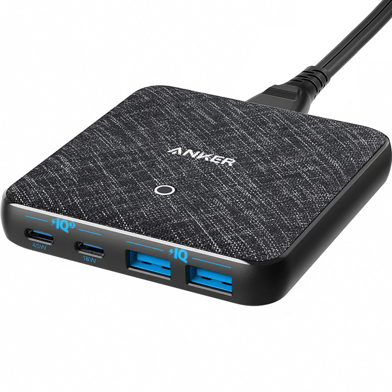Töltőállomás Anker PowerPort Atom III, 65W, 3A, 2 x USB-A - 2 x USB-C, Fekete A2046G12