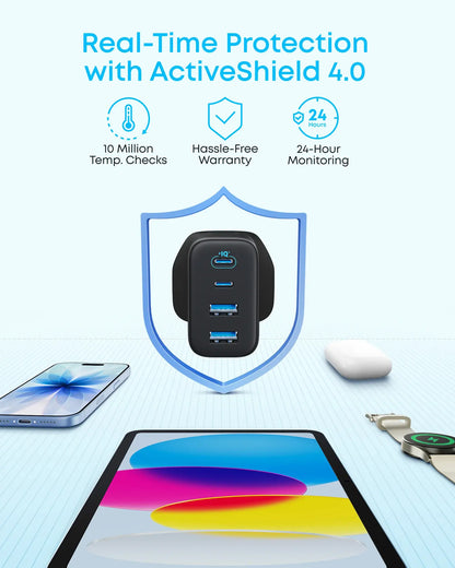 Anker Zolo hálózati töltő, 50W, 3A, 2 x USB-A - 2 x USB-C, Fehér