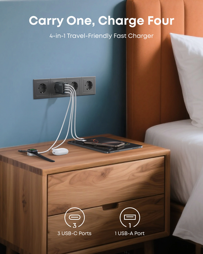 Anker Zolo hálózati töltő, 70W, 1 x USB-A - 3 x USB-C, Fekete A121CG11