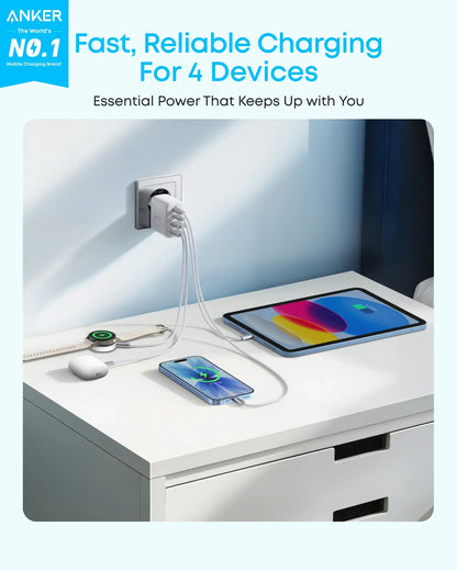 Anker Zolo hálózati töltő, 50W, 3A, 2 x USB-A - 2 x USB-C, Fehér