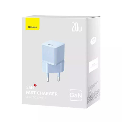 Baseus GaN Mini 1C Hálózati Töltő, 20W, 3A, 1 x USB-C, Kék CCGN050103
