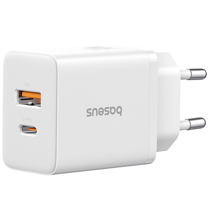 Baseus Cube hálózati töltő, 20W, 3A, 1 x USB-A - 1 x USB-C, Fehér P10111403213-00