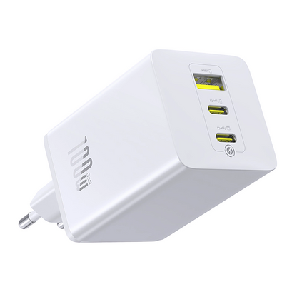 Baseus EnerFill FE11 hálózati töltő, 100W, 5A, 1 x USB-A - 2 x USB-C, Fehér P10182102213-00