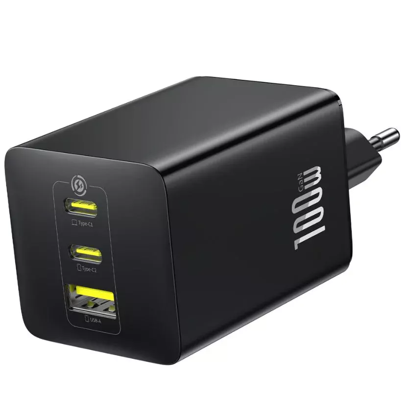 Baseus EnerFill FE11 hálózati töltő, 100W, 5A, 1 x USB-A - 2 x USB-C, szürke P10182102123