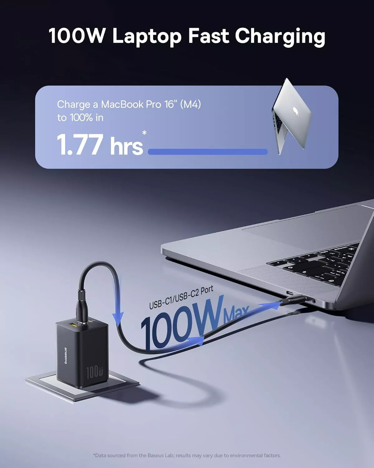 Baseus EnerFill FE11 hálózati töltő, 100W, 5A, 1 x USB-A - 2 x USB-C, szürke P10182102123