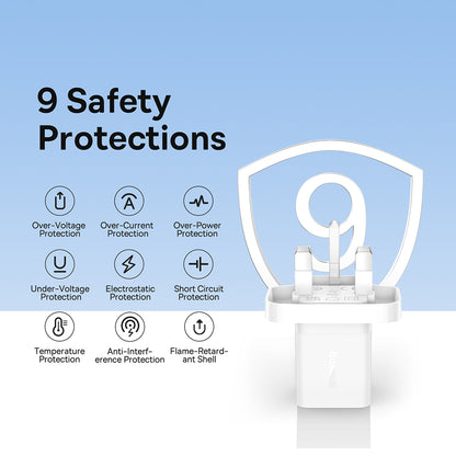 Baseus GaN5 UK Network Charger, 30W, 3A, 1 x USB-C, White P10110906213-00