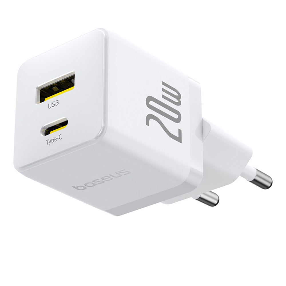 Baseus Palm Hálózati Töltő, 20W, 3A, 1 x USB-A - 1 x USB-C, Fehér CCZC20UE