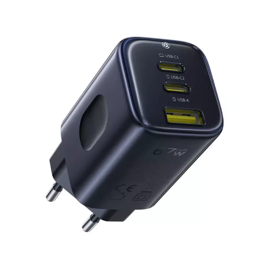 Baseus PicoGo AE11 hálózati töltő, 67W, 1 x USB-A - 2 x USB-C, Fekete E0121200