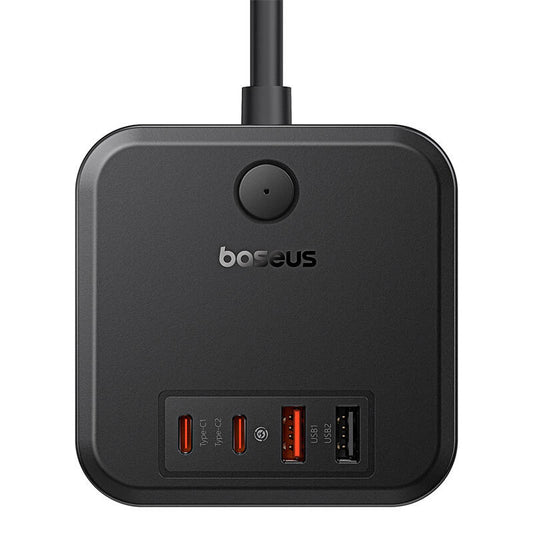 Baseus PowerCombo Cube, 30W, 3A, 2 x USB-A - 2 x USB-C - 3 x Schuko, fekete E00066400117-00