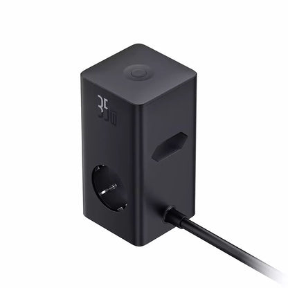 Baseus PowerCombo hálózati töltő, 35W, 5A, 2 x USB-A - 2 x USB-C - 3 x Schuko, Fekete, Újrapecsételt E00023606113-00