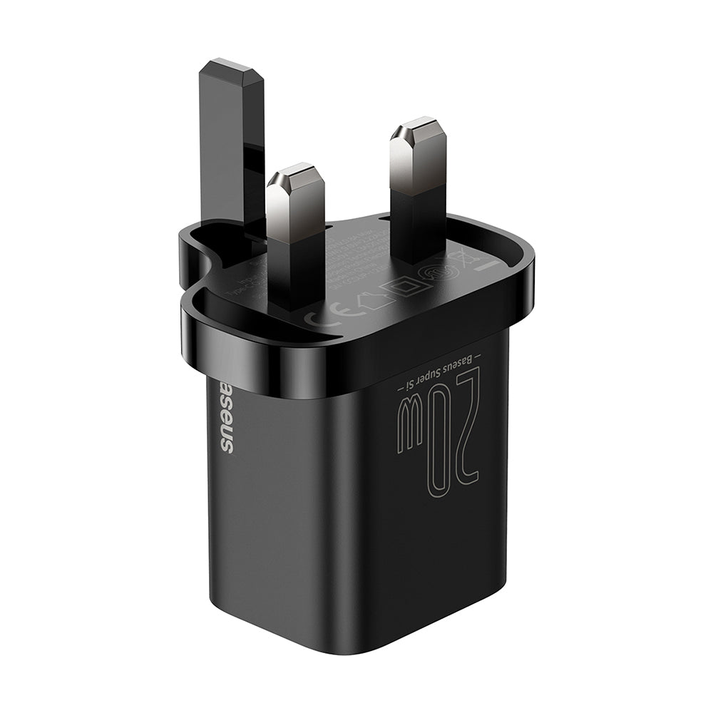 Baseus Super Si UK Network Charger, 20W, 3A, 1 x USB-C, Black CCSUP-K01