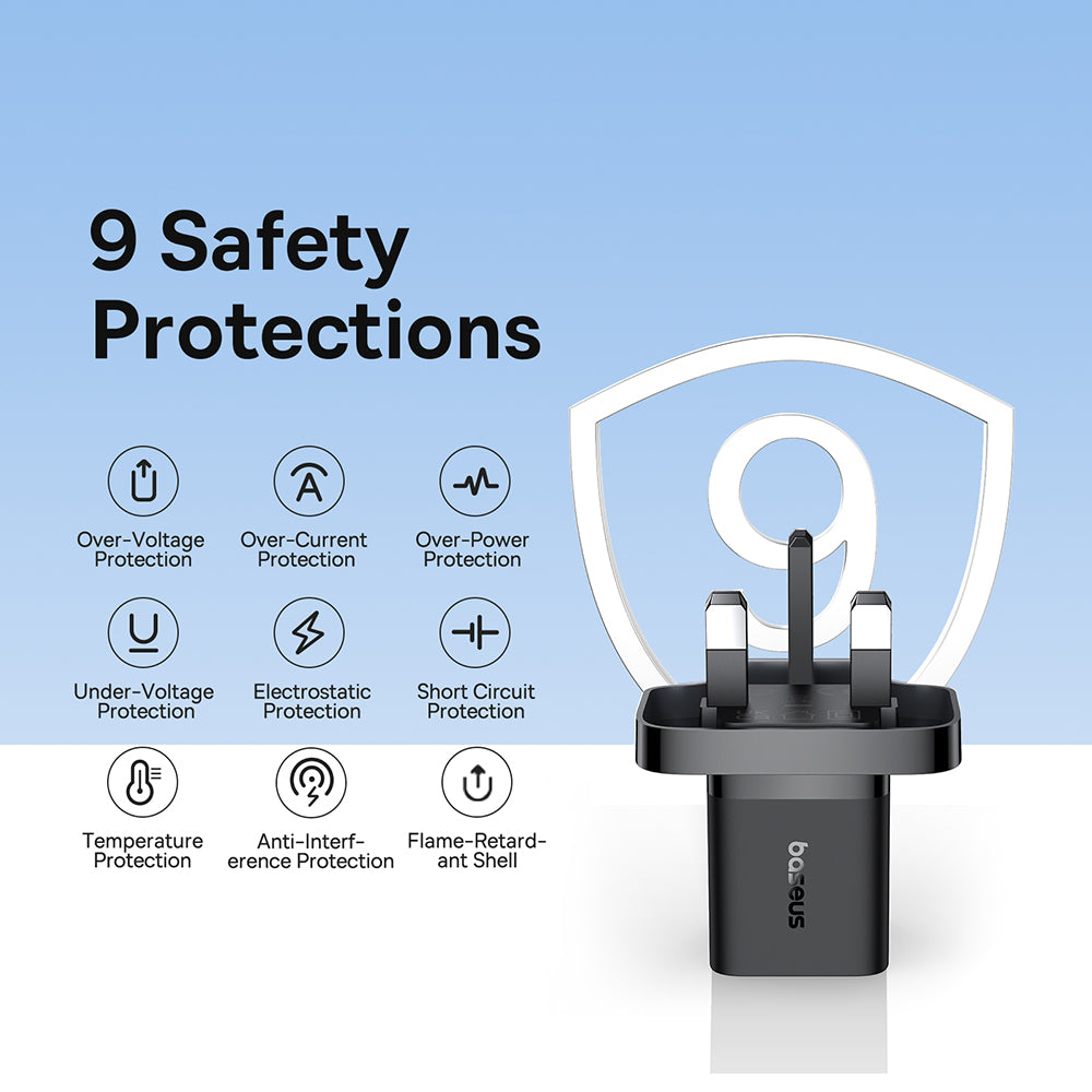 Baseus UK Network Charger, 20W, 3A, 1 x USB-C, Black P10110907113-00