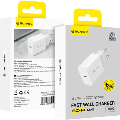 Blavec BC-14 hálózati töltő, 30 W, 3 A, 1 × USB-C, fehér
