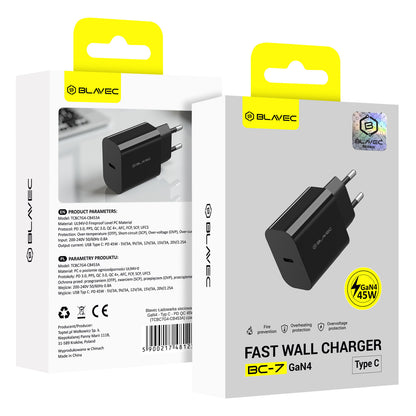 Blavec BC-7 Network Charger, 45W, 3A, 1 x USB-C, Black
