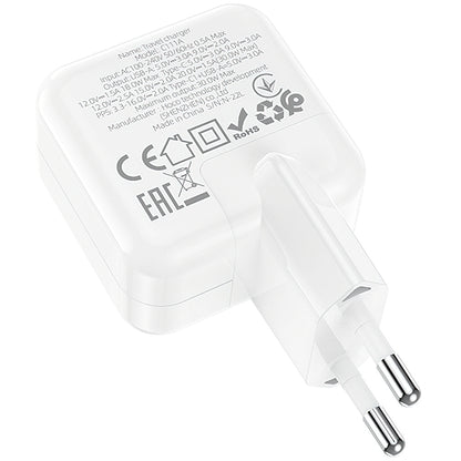BLUE Power BC111A hálózati töltő, 30W, 3A, 1 x USB-A - 1 x USB-C, Fehér