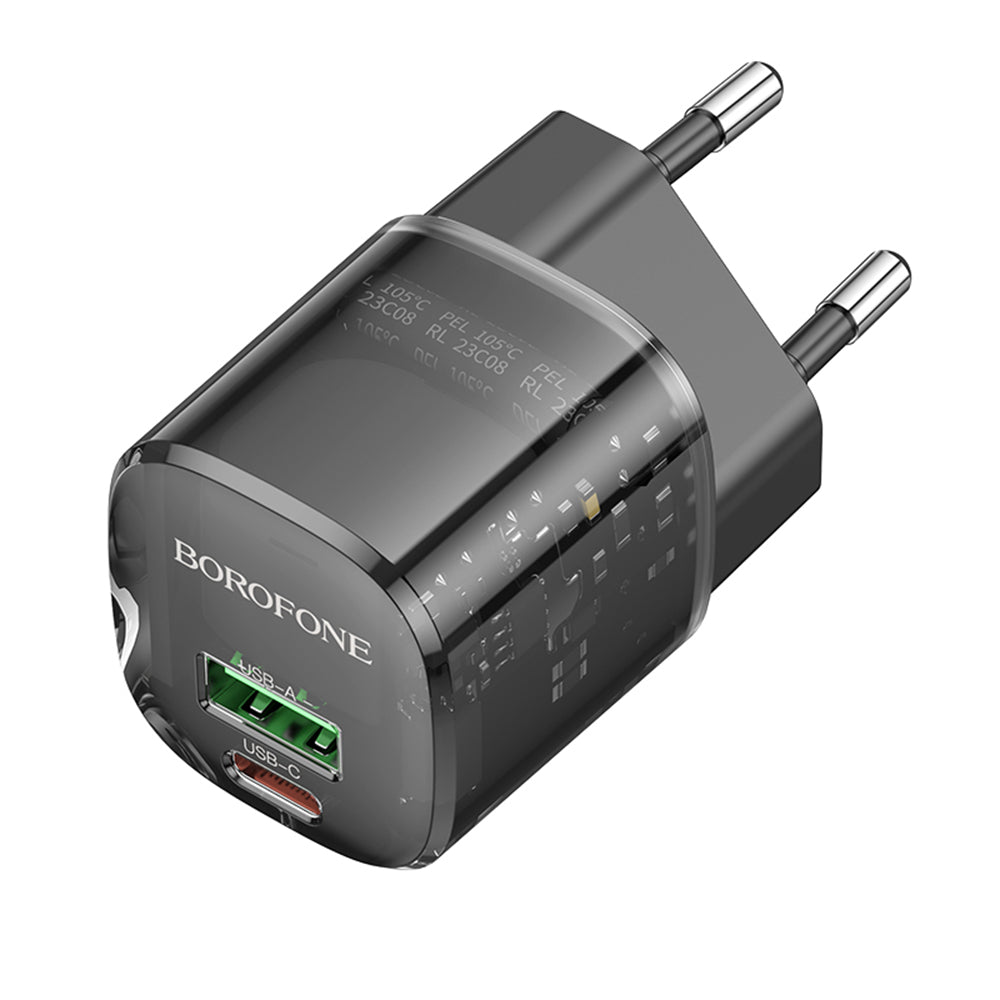 Borofone BN17 Sunlight Network Charger, 20W, 3A, 1 x USB-A - 1 x USB-C, Black