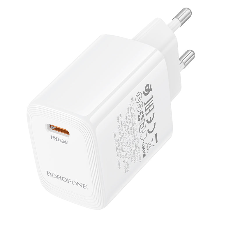 Borofone BN28 Fuente hálózati töltő, 30W, 3A, 1 x USB-C, Fehér
