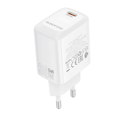 Borofone BN28 Fuente hálózati töltő, 30W, 3A, 1 x USB-C, Fehér