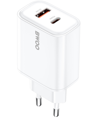 BWOO CDA207 hálózati töltő, 36W, 3A, 1 x USB-A - 1 x USB-C, Fehér
