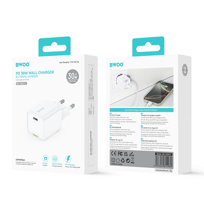 BWOO CDA211 Hálózati Töltő, 30W, 3A, 1 x USB-C, Fehér