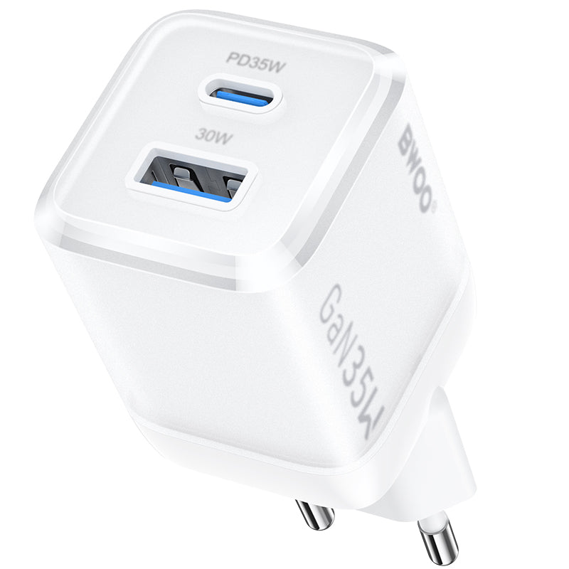 BWOO CDA222 hálózati töltő, 35W, 3A, 1 x USB-A - 1 x USB-C, Fehér