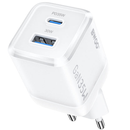 BWOO CDA222 hálózati töltő, 35W, 3A, 1 x USB-A - 1 x USB-C, Fehér