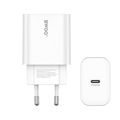BWOO CDA233 hálózati töltő, 20W, 3A, 1 x USB-C, Fehér