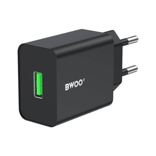 BWOO CDA249 hálózati töltő, 12W, 2.4A, 1 x USB-A, Fekete