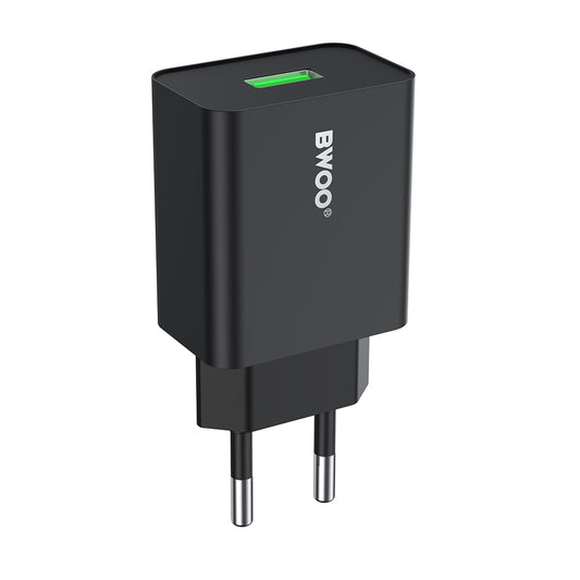 BWOO CDA249 hálózati töltő, 12W, 2.4A, 1 x USB-A, Fekete