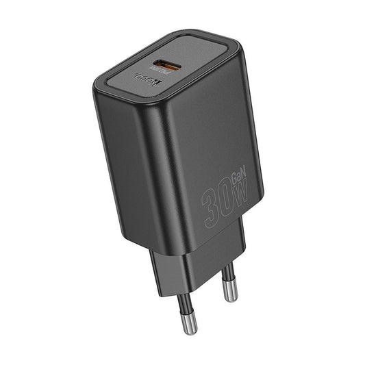 HOCO N63 Hálózati Töltő, 30W, 3A, 1 x USB-A - 1 x USB-C, Fekete