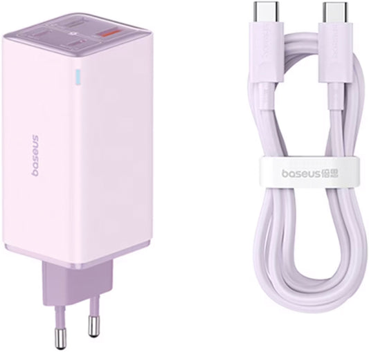 Baseus GaN6 Pro USB-C hálózati töltő kábel, 100W, 3.25A, 2 x USB-A - 2 x USB-C, Lila P10162705532-00