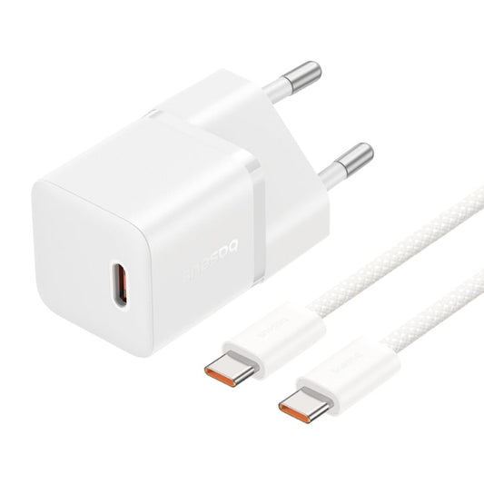 Hálózati töltő USB-C kábellel Baseus GaN5, 20W, 3A, 1 x USB-C, Fehér P10110900213-01