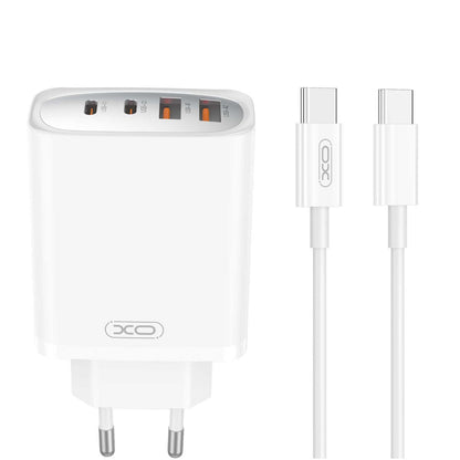 Network Charger with USB-C Cable XO Design CE22, 45W, 3A, 2 x USB-A - 2 x USB-C, White
