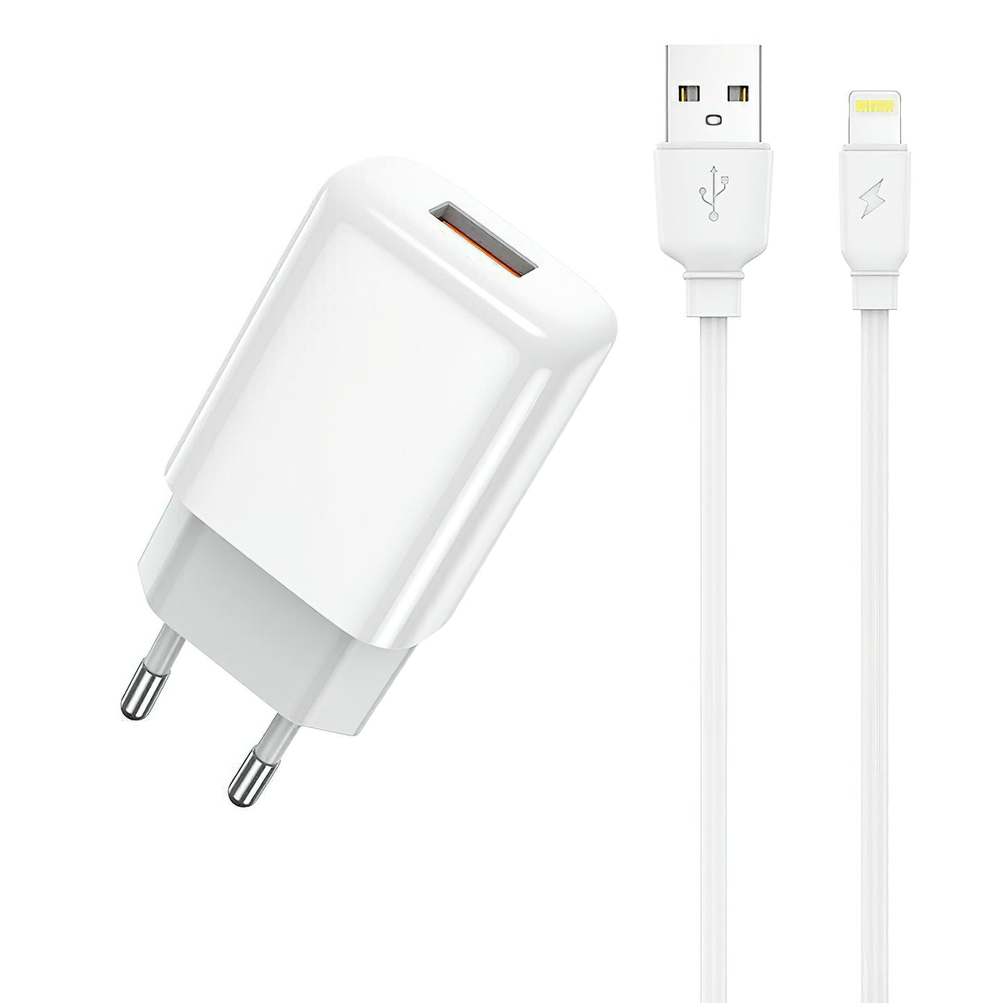 Hálózati töltő Lightning kábellel Prestico F9S, 12W, 2.4A, 1 x USB-A, Fehér