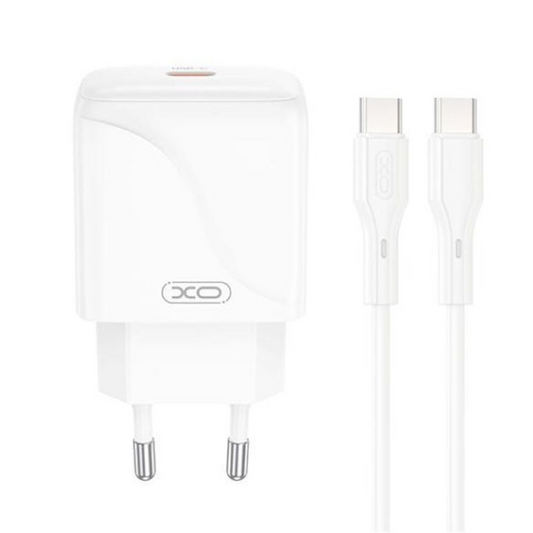 Hálózati töltő USB-C kábellel XO Design L141, 20W, 3A, 1 x USB-C, Fehér