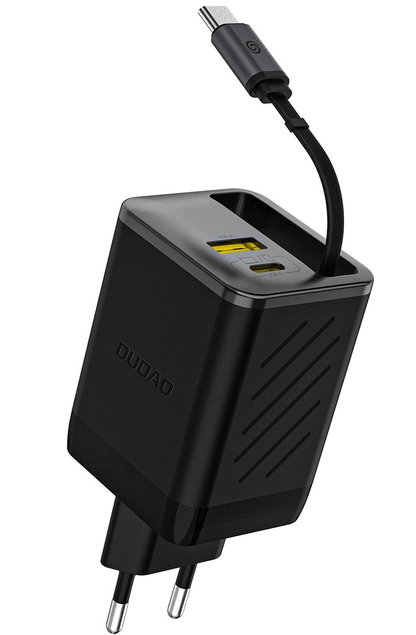 Dudao A67EU USB-C kábelhálózati töltő, 67W, 3.35A, 1 x USB-A - 1 x USB-C, Fekete