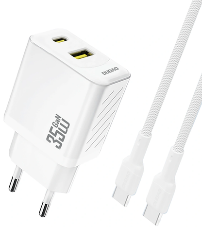 Hálózati töltő USB-C kábellel Dudao A27Max, 35W, 1 x USB-A - 1 x USB-C, Fehér