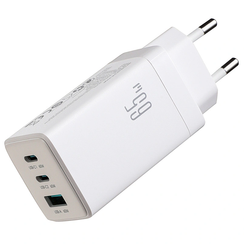 Hálózati töltő USB-C kábellel Joyroom JR-TG10, 65W, 3.25A, 1 x USB-A - 2 x USB-C, Fehér