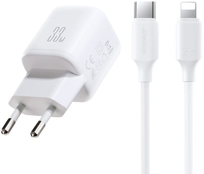 Hálózati töltő Lightning kábellel Joyroom JR-TG7, 33W, 3A, 1 x USB-A - 1 x USB-C, Fehér